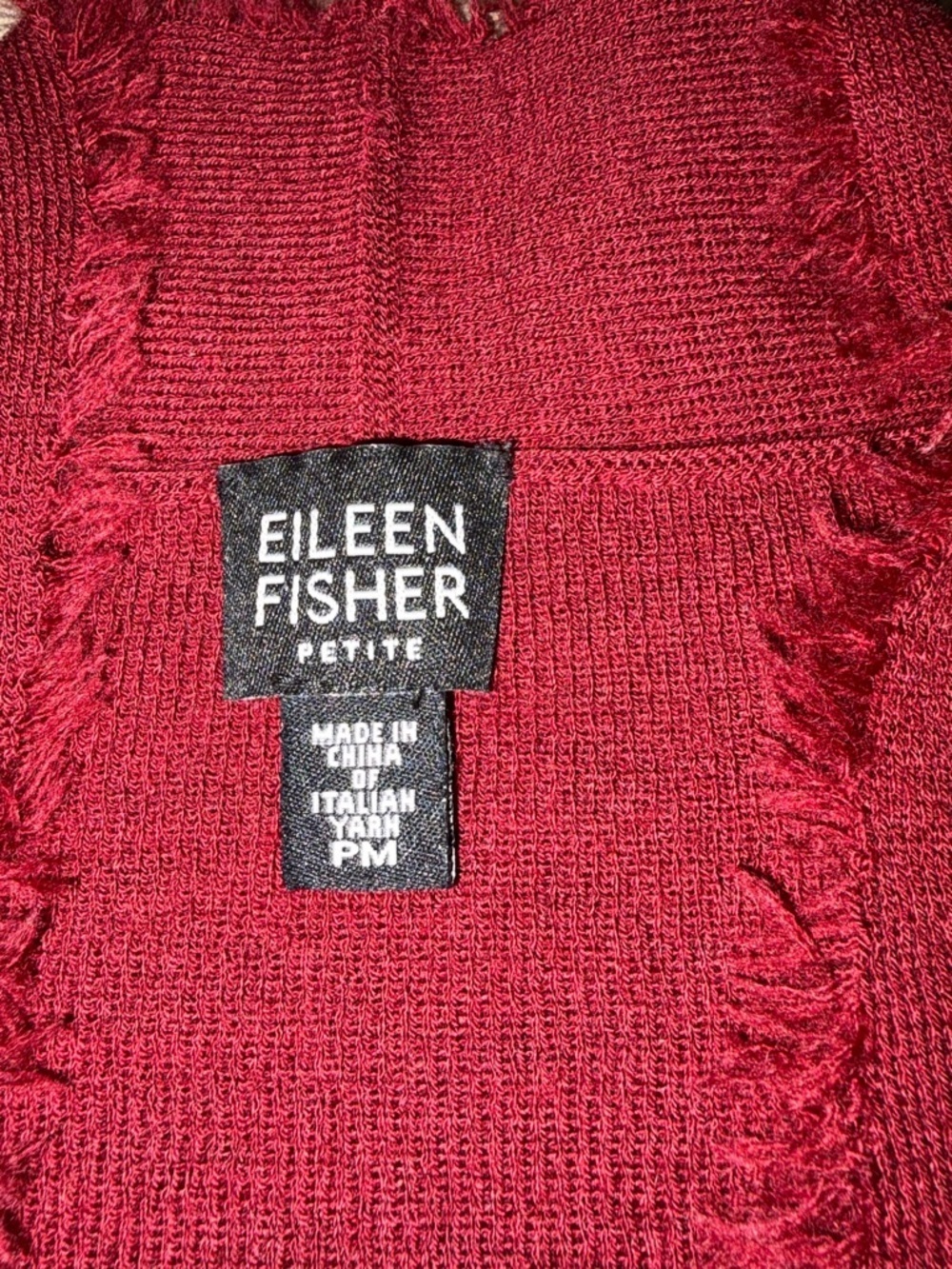 Eileen Fisher Women’s Open Front Long Sleeve Red 100% Wool Cardigan Size PM - Picture 3 of 7
